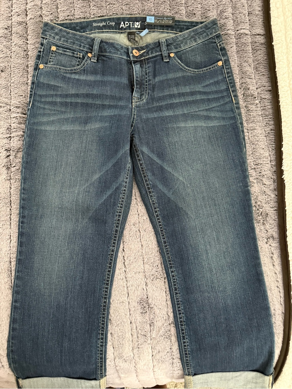 Apt. 9 Women's Cropped Straight Jeans - Medium Blue Wash